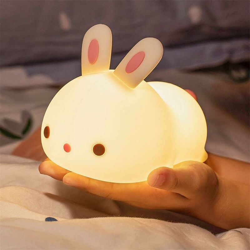 foto del prodotto fortuneville luce notturna per bambini luce notturna per bambini luce notturna per animali colore coniglio sostituibile ricaricabile adatto a