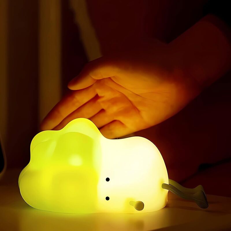 foto del prodotto fortuneville luce notturna per bambini, luce notturna portatile in silicone a forma di cavolo, tocca 3 livelli di illuminazione regolabili,