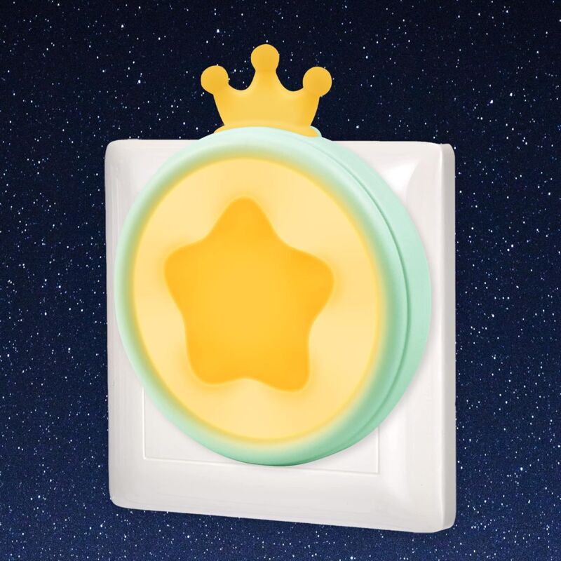 foto del prodotto fortuneville luce notturna per bambini presa elettrica con sensore crepuscolare, lampada da comodino a stella decorazione cameretta per bambini,