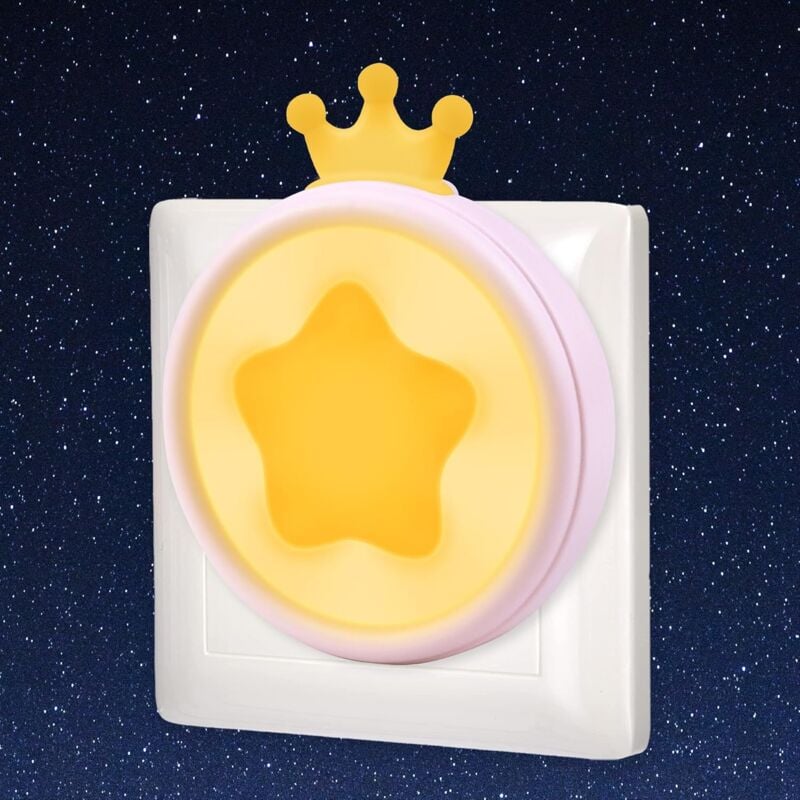foto del prodotto fortuneville luce notturna per bambini presa elettrica con sensore crepuscolare, lampada notturna a corona nomade, luce led con motivo a stella,