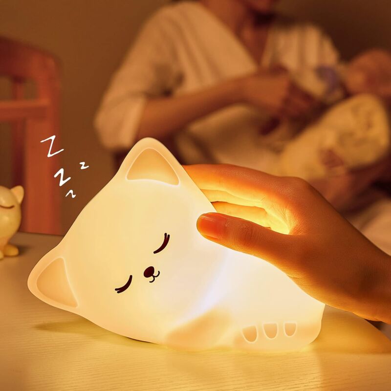 foto del prodotto fortuneville luce notturna per gatti luce notturna a led per bambini luce per allattamento luce per asilo nido decorazione dimmerabile usb tocco in