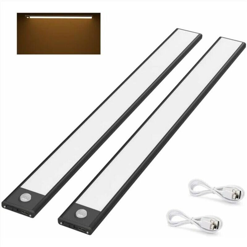 foto del prodotto fortuneville luce per armadio a led, 40 cm, wireless, ricaricabile tramite usb, magnetica, sensore di movimento, 3 modalit di illuminazione,