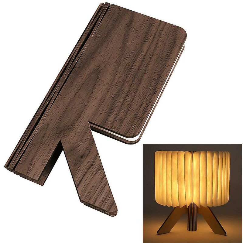 foto del prodotto fortuneville luce per libri pieghevole in legno, luce per libri a led tipo r, ricaricabile tramite usb