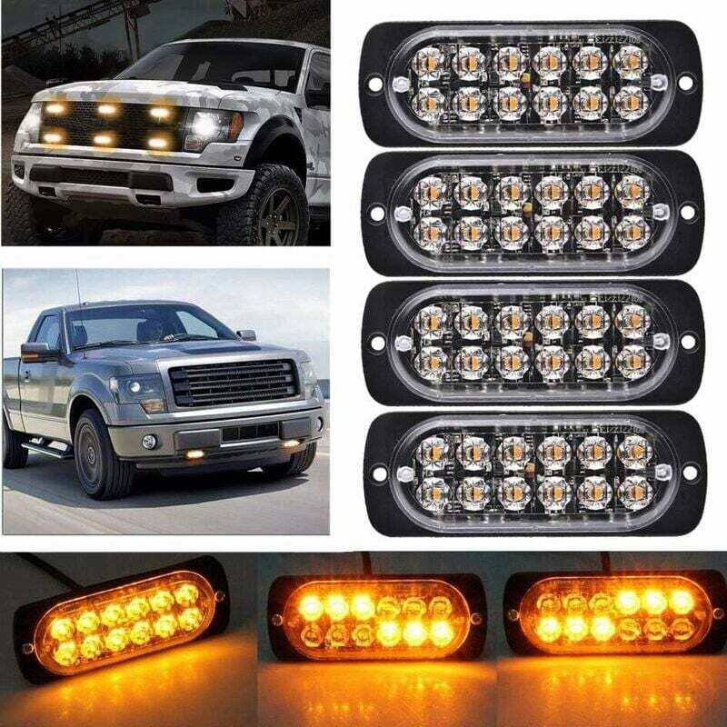 foto del prodotto fortuneville luce stroboscopica freno per auto a 6 led barra luminosa per veicoli 12v 24v faro lampeggiante di sicurezza per auto, veicoli