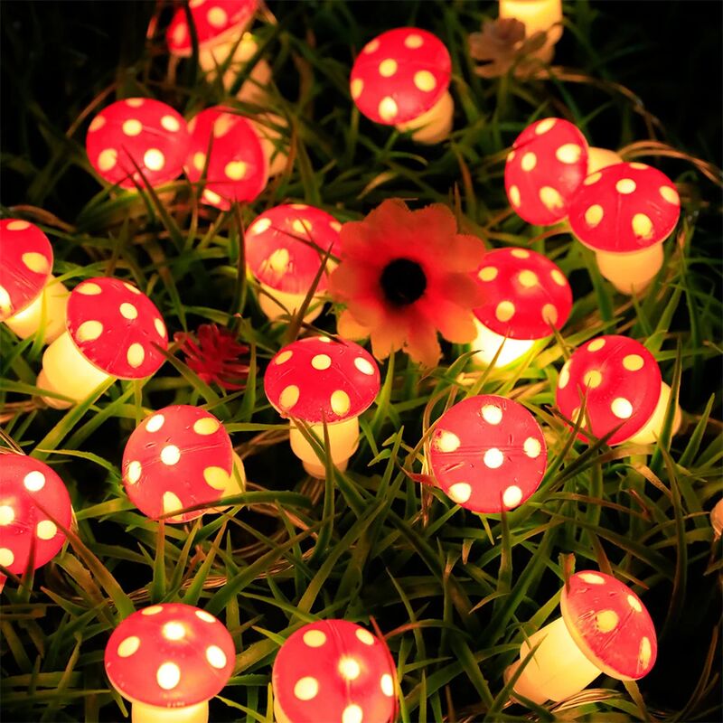 foto del prodotto fortuneville luci della stringa del fungo sveglio luci del fungo del fungo alimentate a batteria luci del fungo del giardino per la decorazione