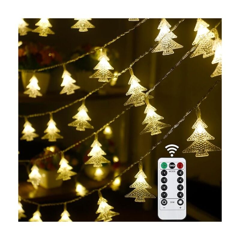 foto del prodotto fortuneville luci natalizie, 50 led 5mft luci natalizie per albero di natale, alimentate a batteria con telecomando per decorazioni domestiche