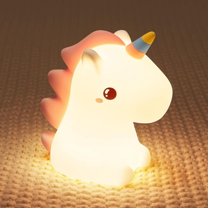 foto del prodotto fortuneville luci notturne unicorno bambini kawaii luci notturne baby led lampade da comodino nursery usb silicone luci infermieristiche tocco