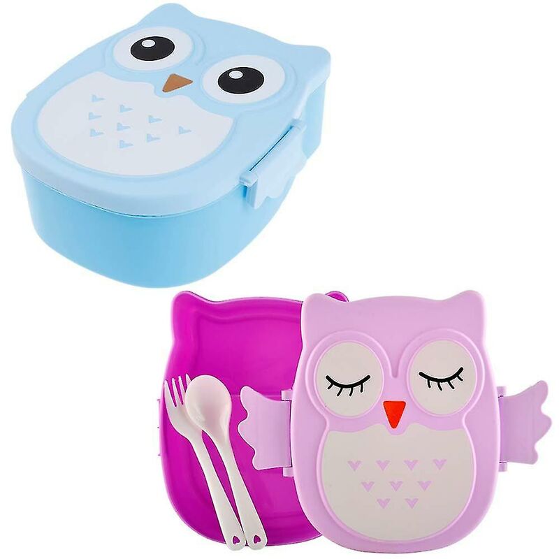 foto del prodotto fortuneville lunch box organizzatore di gufi 2 portaposate riutilizzabili portapranzo per bambini contenitori per pranzo posate incluse 