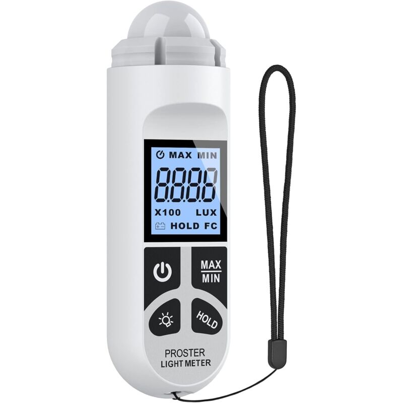 foto del prodotto fortuneville luxmetro digitale 0,1 200.000 lux luxmetro proster con display lcd misuratore di illuminamento portatile non rotante con