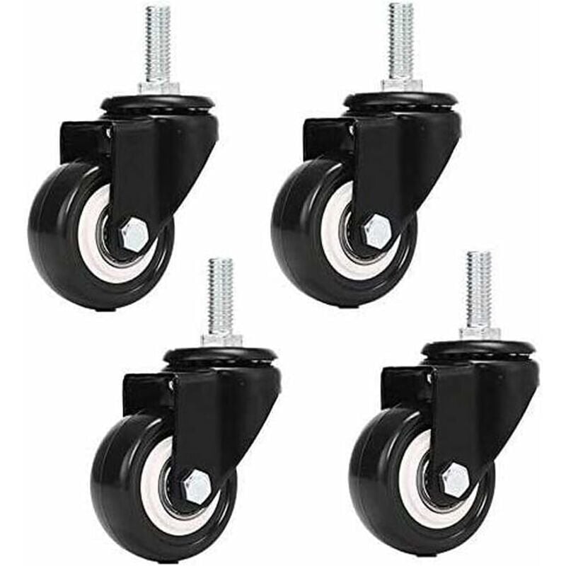 foto del prodotto fortuneville m8x25mm 4 pezzi ruote girevoli per carrelli con portata di 240 kg ruote di ricambio per mobili in pu senza freno 