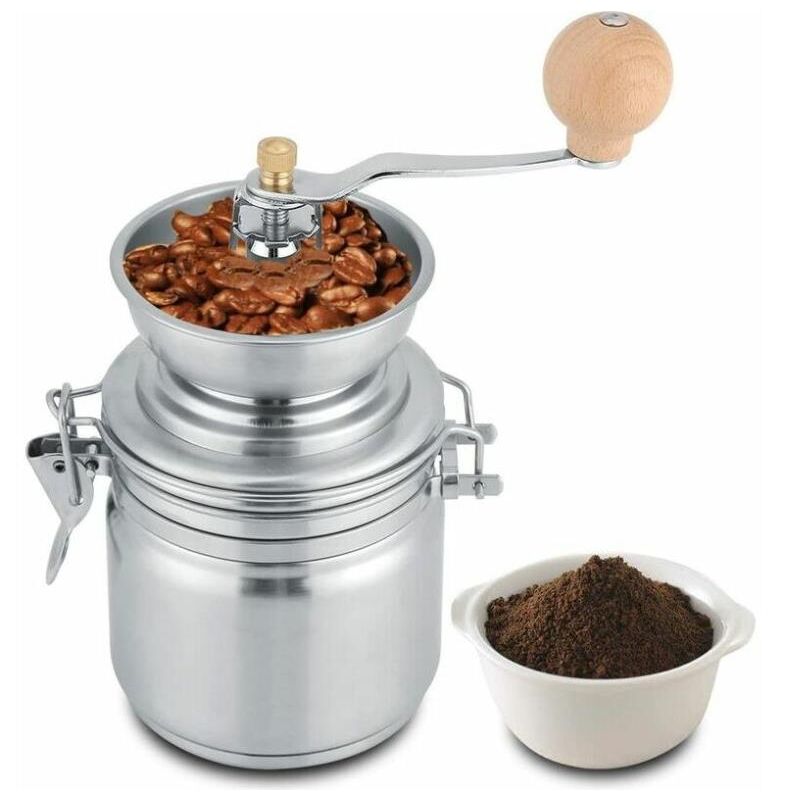 foto del prodotto fortuneville macinacaff manuale in acciaio inox, utensile manuale, per chicchi di caff , spezie, noci, semi, erbe aromatiche, semi di zucca, ecc.