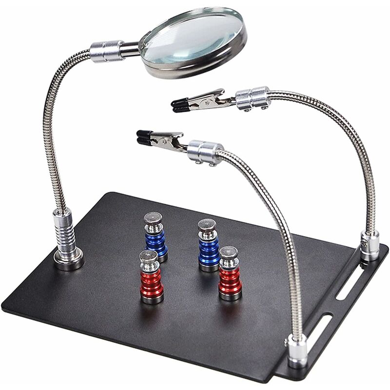 foto del prodotto fortuneville magnetic rescue hand welding circuit board holder supporto per saldatura di strumenti di saldatura di terza mano con lente