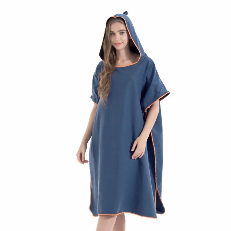 foto del prodotto fortuneville mantella da bagno mantello assorbente ad asciugatura rapida pile bifacciale accappatoio fasciatoio in microfibra blu navy,90110cm,1pc