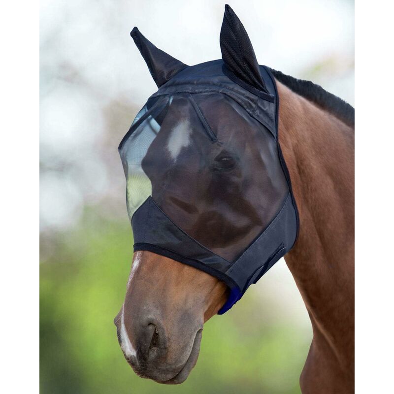 foto del prodotto fortuneville maschera anti mosche per cavallo uv protezione con para orecchie nero taglia l