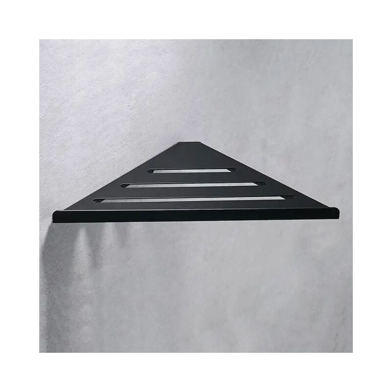 foto del prodotto fortuneville mensola angolare per doccia da bagno, ripiani portaoggetti resistenti, cestini triangolari, nero spazzolato a nero