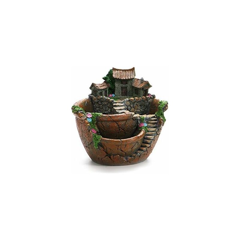 foto del prodotto fortuneville micro paesaggio fiore artificiale succulente piccolo vaso da fiori creativo vaso da fiori rack hanging garden design con casa carina
