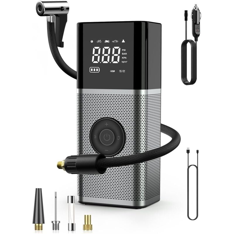 immagine 0 del prodotto fortuneville mini compressore d aria portatile 6000mah batteria ricaricabile usb gonfiatore per ruote auto 150psi 10.3bar 12v 120w con luce led di