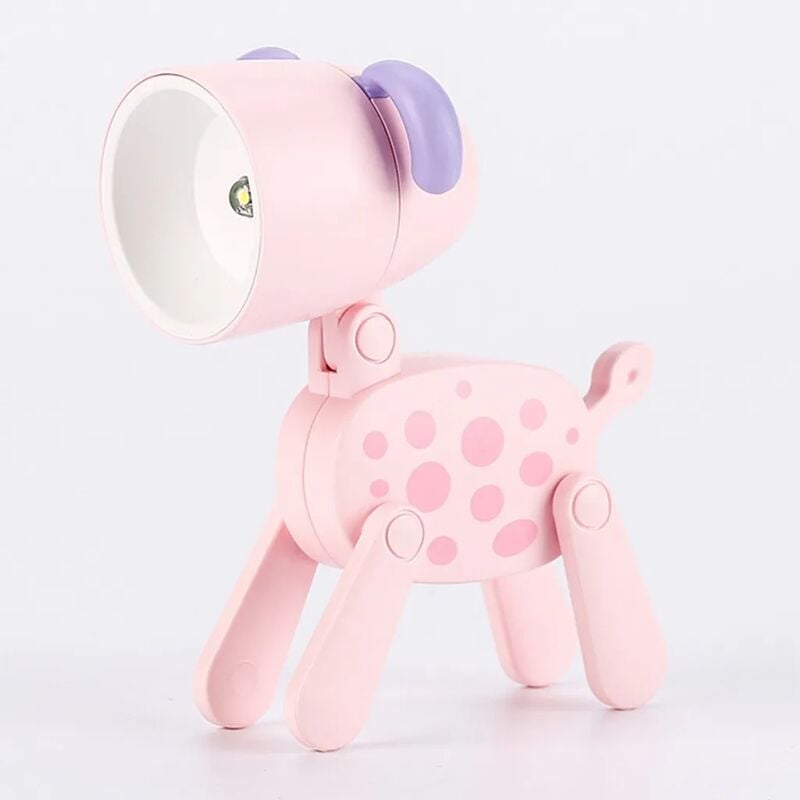 foto del prodotto fortuneville - mini lampada da notte per bambini, luce notturna a led con supporto per cellulare, cane decorativo kawaii rosa, lampada da tavolo pieghevole per camera da letto baby room