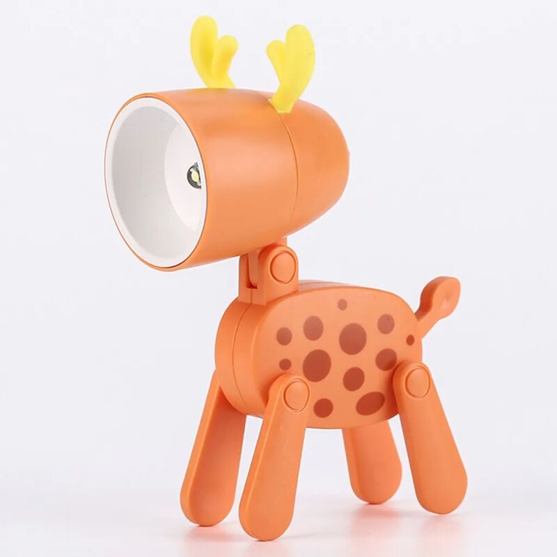 foto del prodotto fortuneville mini lampada da notte per bambini, luce notturna a led con supporto per cellulare, cervo decorativo kawaii arancione, lampada da
