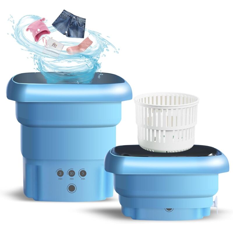 foto del prodotto fortuneville mini lavatrice da campeggio con centrifuga, mini lavatrice portatile da 4,5 l con asciugatrice, lavatrice pieghevole fino a 1,5 kg,