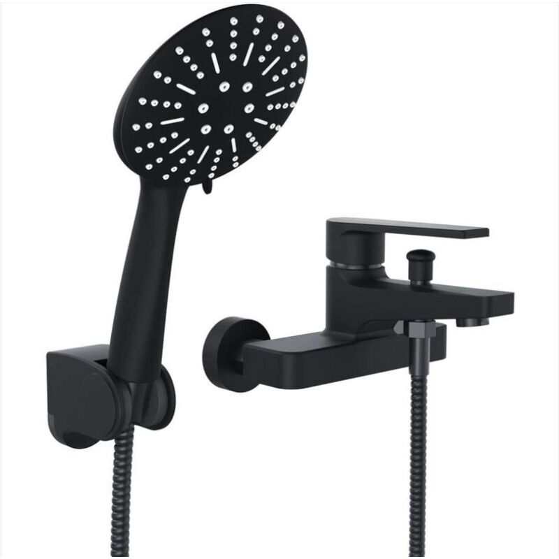 immagine 0 del prodotto fortuneville miscelatore doccia con doccetta rubinetto doccia nero rubinetto vasca a parete con supporto e flessibile doccia da 150 cm per bagno