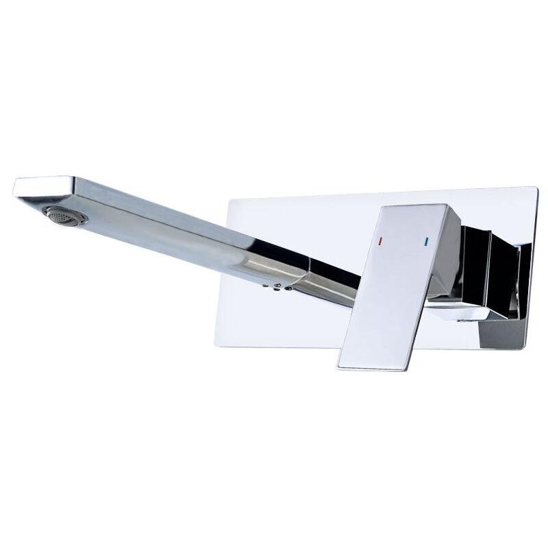 foto del prodotto fortuneville miscelatore per lavabo a parete rubinetto per bagno per vasca e lavabo rubinetto per lavabo a parete a scomparsa design moderno argento
