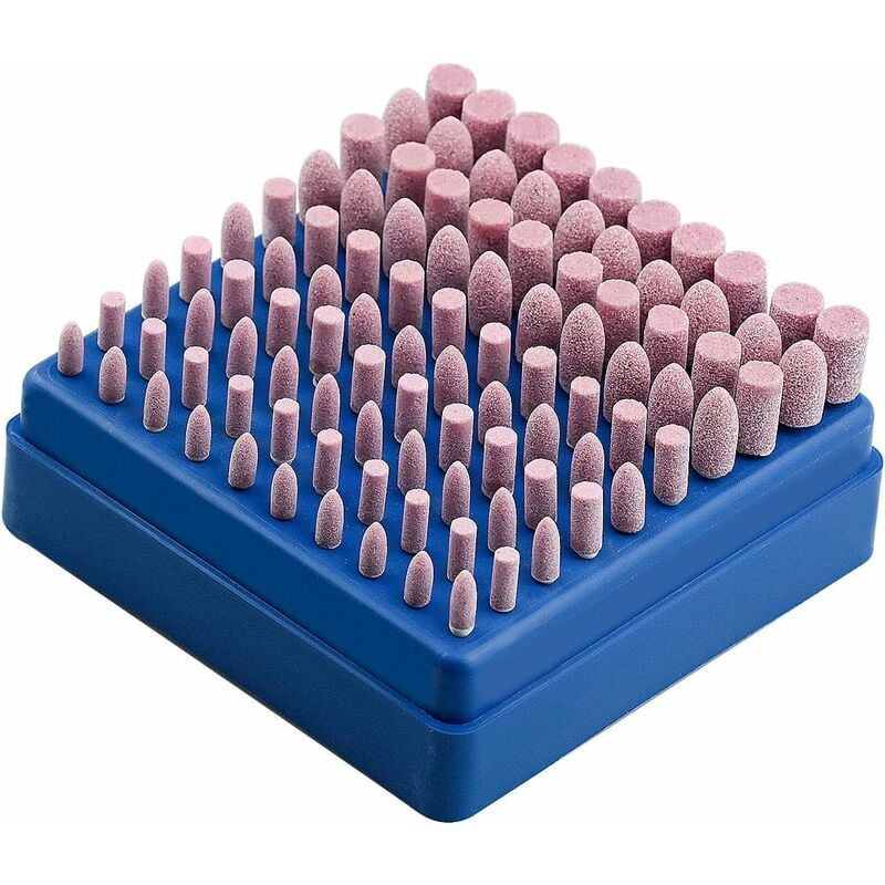 foto del prodotto fortuneville mola per utensile rotante in pietra abrasiva montata da 100 pezzi per utensili rotanti dremel con gambo da 3 mm