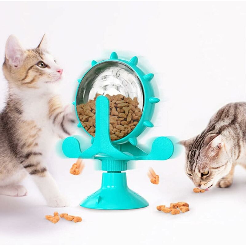 foto del prodotto fortuneville mulino a vento per gatti, giocattolo da leccare per gatti, giocattolo interattivo per gatti, alimentatore con ruota panoramica,