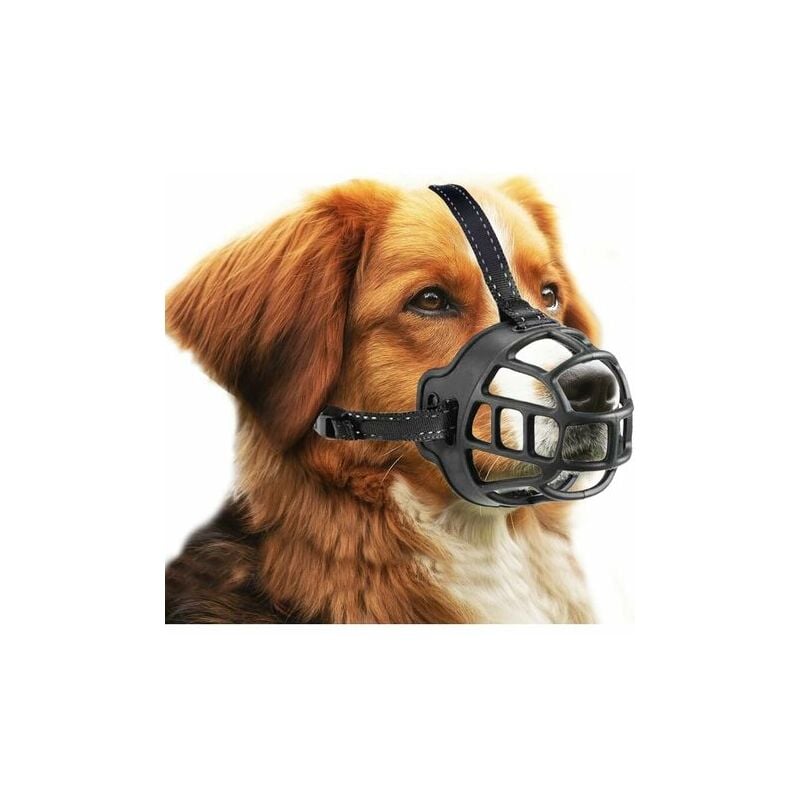 foto del prodotto fortuneville museruola per cani, museruola per cani, museruola per cani piccoli, medi e grandi con cinghie regolabili taglia 1, nera 