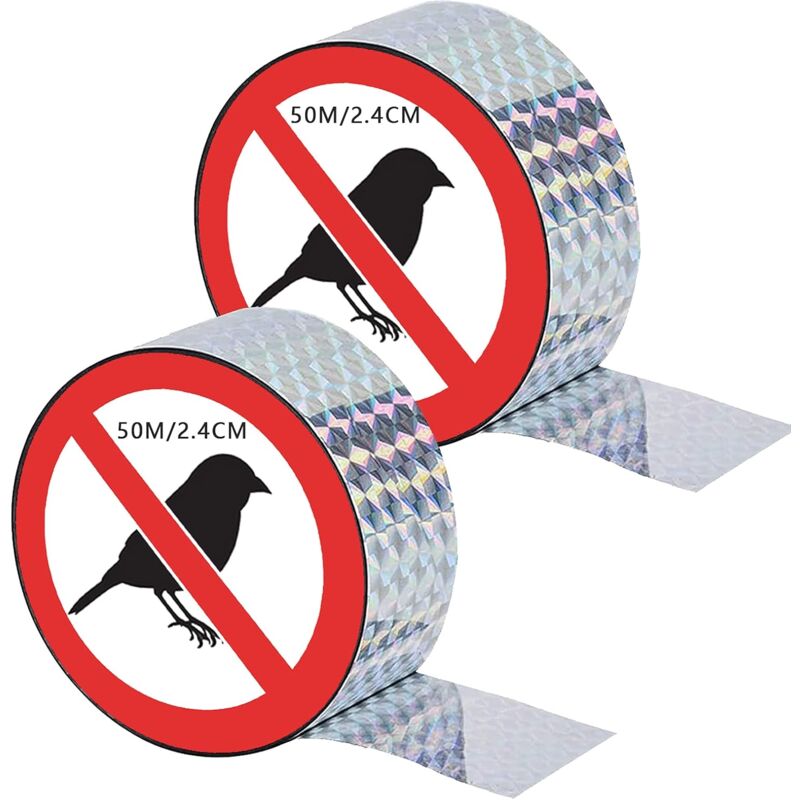 foto del prodotto fortuneville nastro anti uccelli,2 pezzi nastro repellente antiuccelli,nastro riflettente uccelli,nastro deterrente,doppio lato laser bird scare