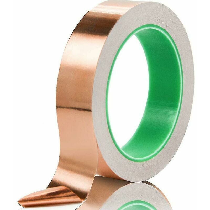 foto del prodotto fortuneville nastro in lamina di rame con adesivo conduttivo rotolo da 30 mm x 25 m schermatura emi, vetro, chitarra