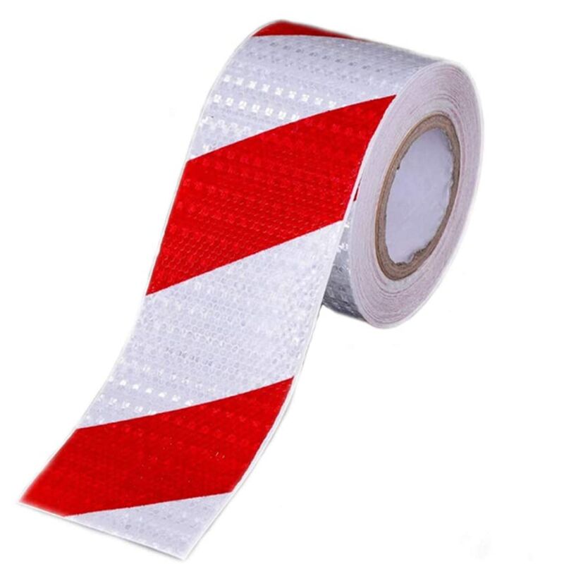 foto del prodotto fortuneville nastro stradale rosso e bianco nastro riflettente autoadesivo avviso di traffico adesivo riflettente notturno segnaletica per