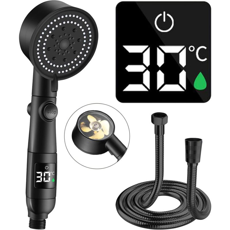 foto del prodotto fortuneville ombrellone con filtro termico, flessibile per soffione da 1,5 m con arresto dell acqua, soffione a risparmio in 5 modalit , soffione