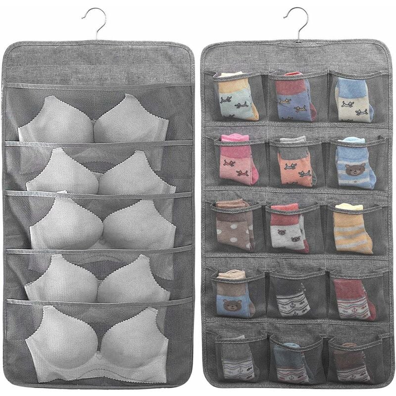 foto del prodotto fortuneville organizer da appendere per biancheria intima, calzini, cravatte per reggiseno, appendiabiti per armadio, 20 divisori per porte