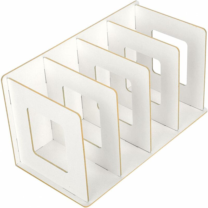 foto del prodotto fortuneville organizer da scrivania in legno fai da te, scatola di smistamento in plastica per porta riviste per carta, cartelle bianco 