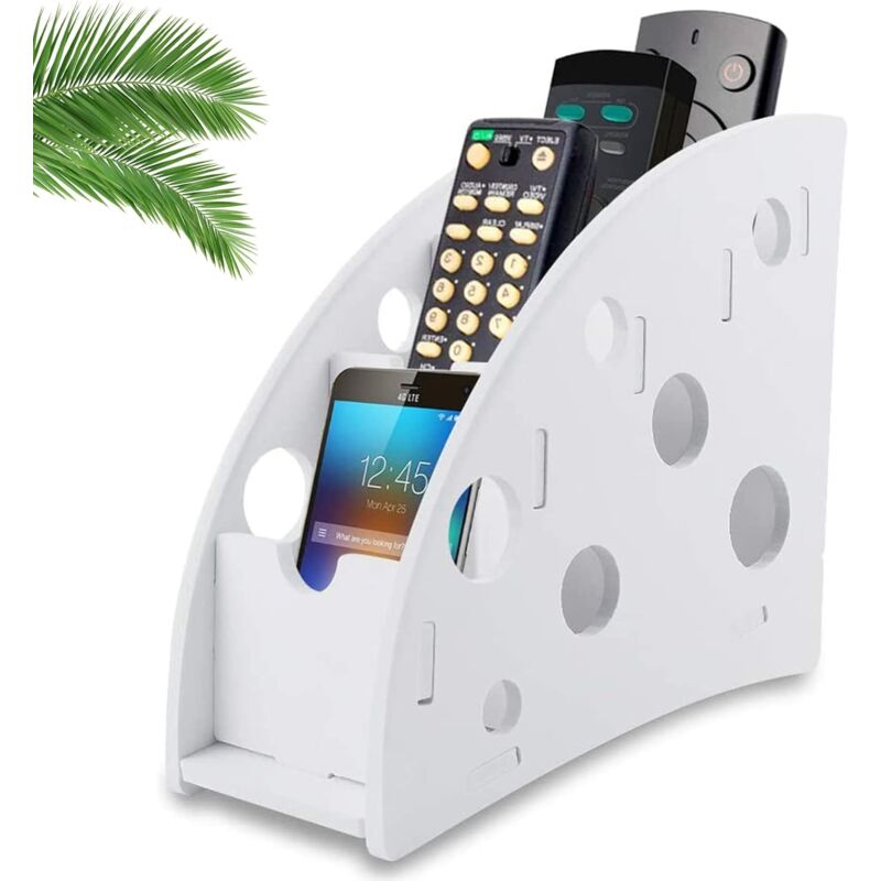 foto del prodotto fortuneville organizer per telecomando a 4 scomparti, organizer per telecomando bianco per riporre tutti i tipi di telecomandi e telefoni