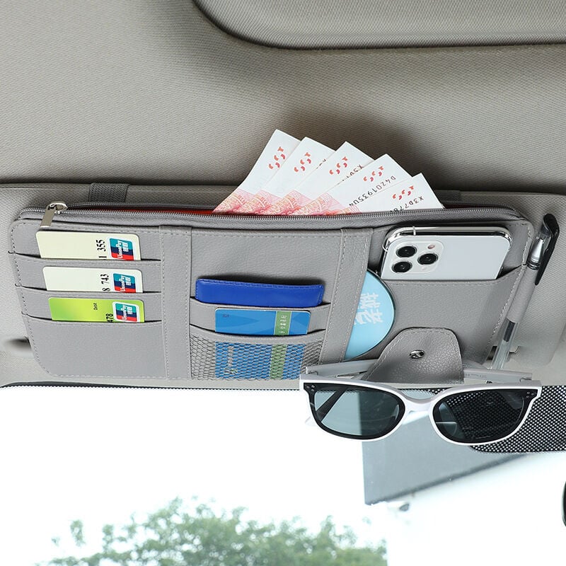 foto del prodotto fortuneville organizzatore per visiera parasole per auto interni auto accessori in pelle tasca portaoggetti custodia per telefono carta chiave