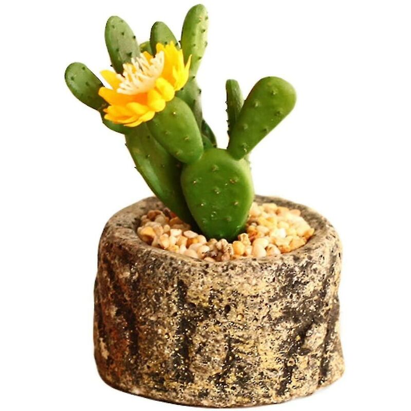 foto del prodotto fortuneville ornamenti di piante finte di cactus artificiali mini piccoli mobili da scrivania in vaso di cactus con fiori gialli