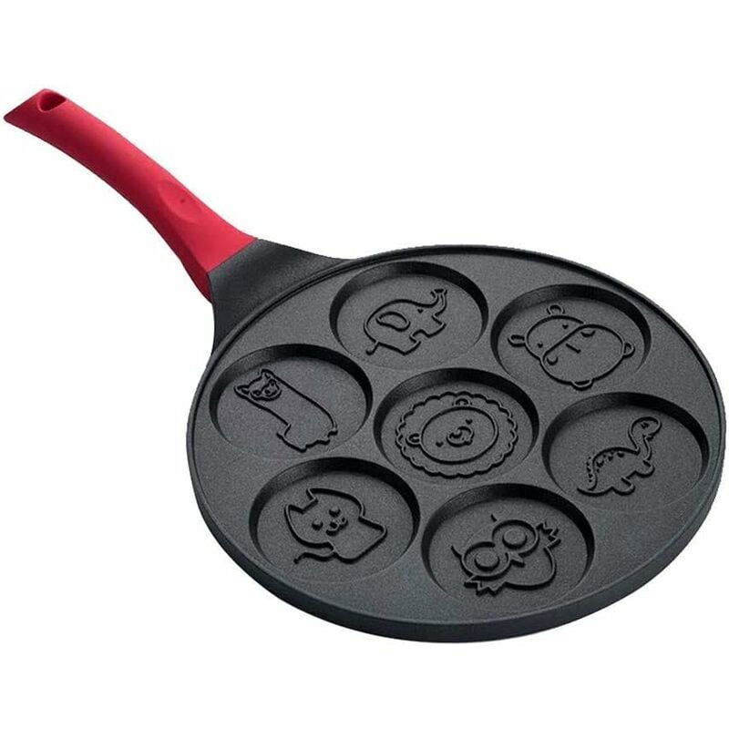 foto del prodotto fortuneville padella per uova rotonda antiaderente in alluminio con 7 tazze stampi per uova pancake utensile da cucina per muffin pancake,