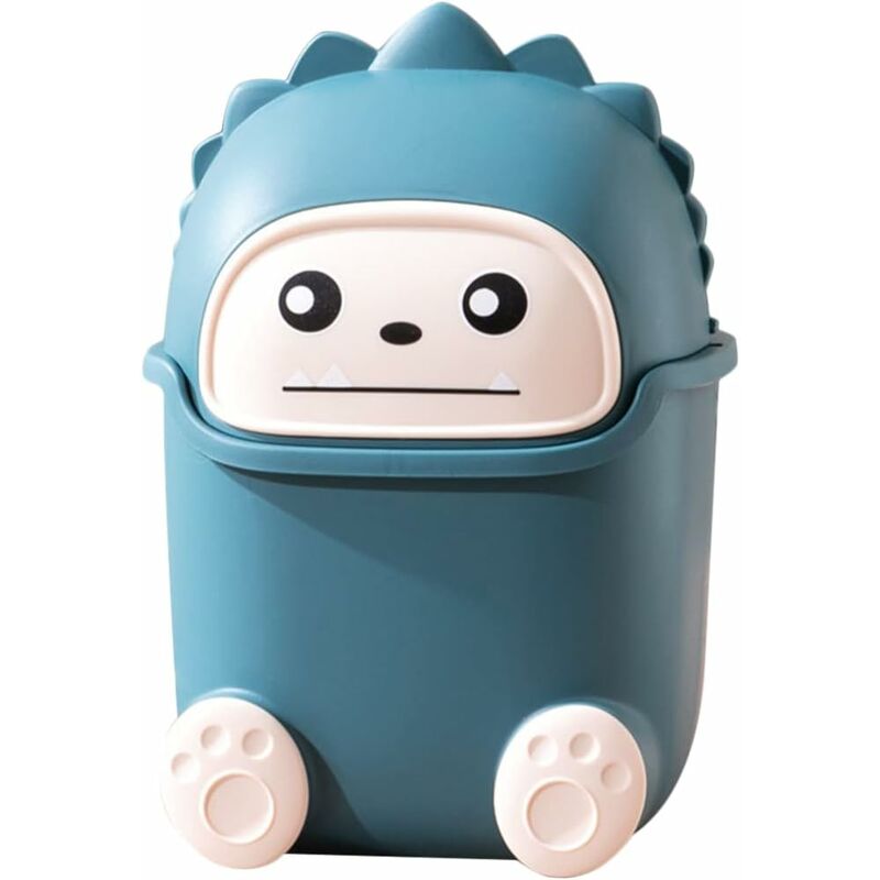 foto del prodotto fortuneville pattumiera per scrivania da ufficio mostro dei cartoni animati pattumiera da tavolo simpatica mini pattumiera a rotelle copri