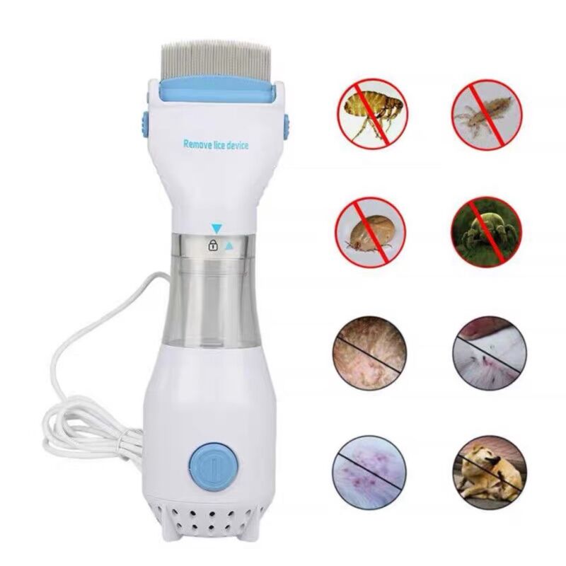 foto del prodotto fortuneville pettine per pidocchi acchiappapidocchi elettrico detergente per capelli pettine speciale per pidocchi per rimuovere pidocchi e pulci