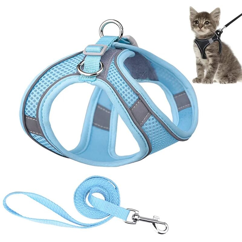 foto del prodotto fortuneville pettorina per gatti con guinzaglio, guinzaglio anti fuga per gatti, pettorina per gatti regolabile, pettorina morbida per cani gatti,