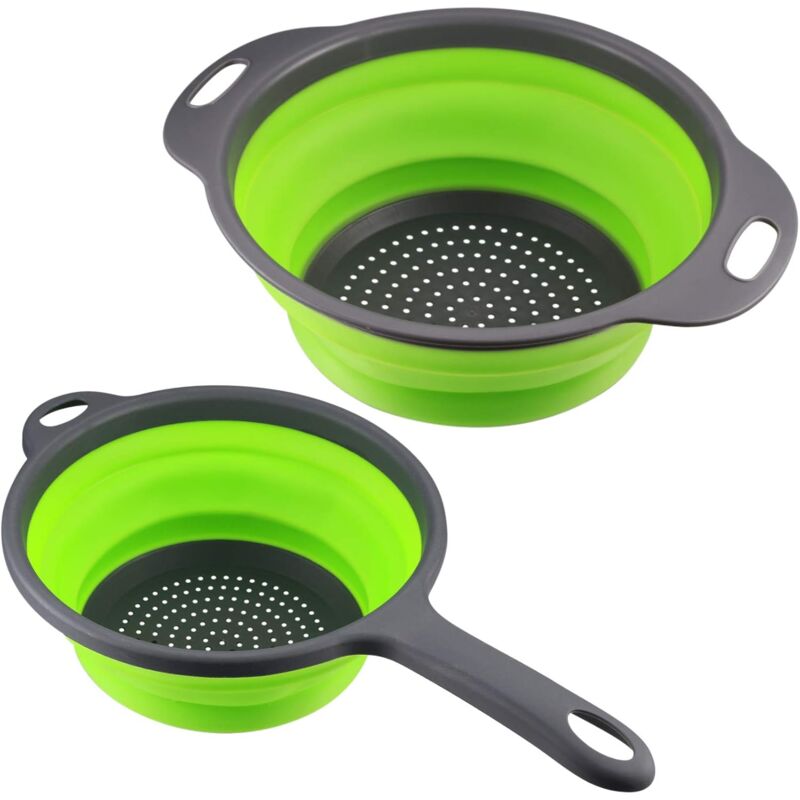 foto del prodotto fortuneville pezzi scolapasta pieghevole in silicone, cestello di scarico in silicone, cestello di scarico per frutta e verdura con manico,