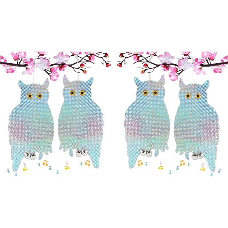 foto del prodotto fortuneville phantasy set di 4 gufo dissuasori per piccioni uccelli,spaventapasseri riflettenti scaccia piccioni,spaventa piccioni,allontanare anti