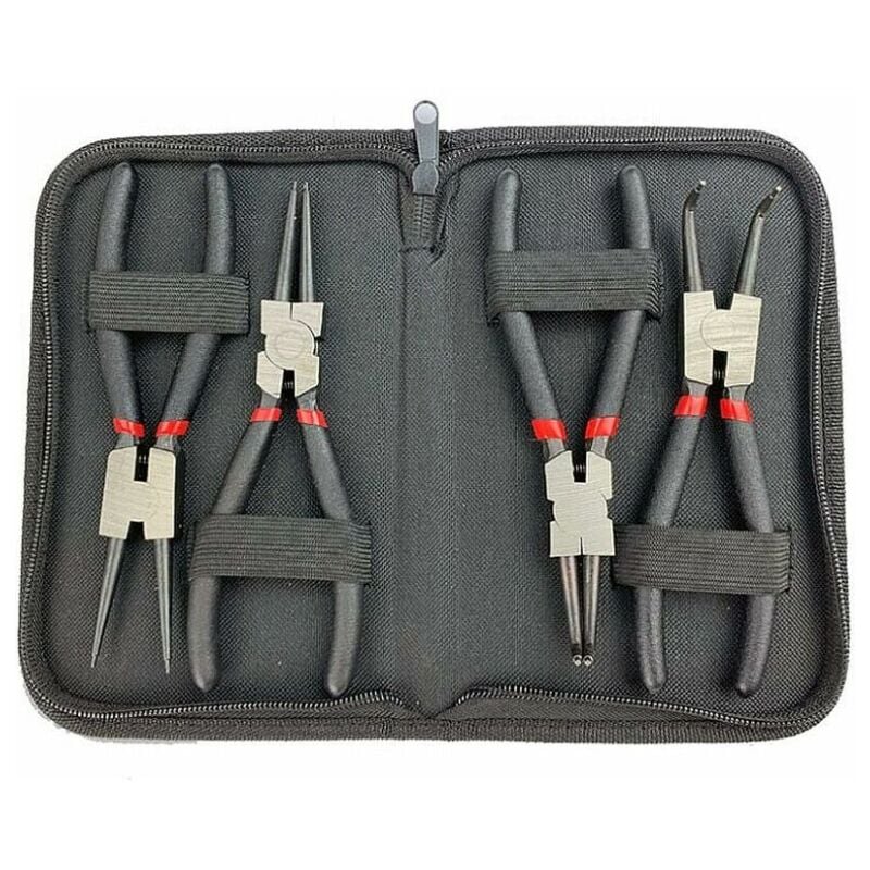 foto del prodotto fortuneville pinza per anelli elastici 4 pezzi 6 150 mm pinza piegata diritta interna ed esterna con cappuccio di conservazione e manici