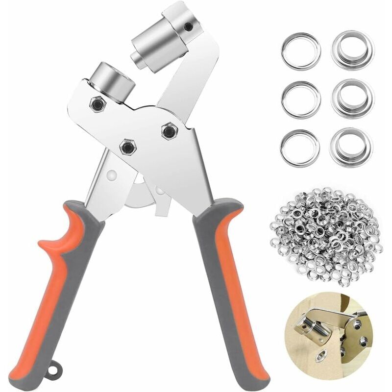 foto del prodotto fortuneville pinze per occhielli, kit professionale per trapano per occhielli, 100 pezzi diametro interno 10 mm pinze per occhielli in metallo