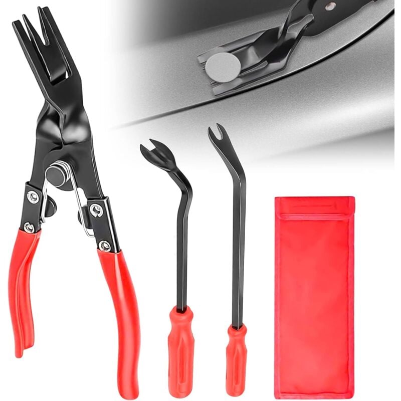 foto del prodotto fortuneville pinze per rivetti in plastica set da 3 pezzi di estrattori per il fissaggio dei rivetti, pinze per rivetti, rivetti in plastica,