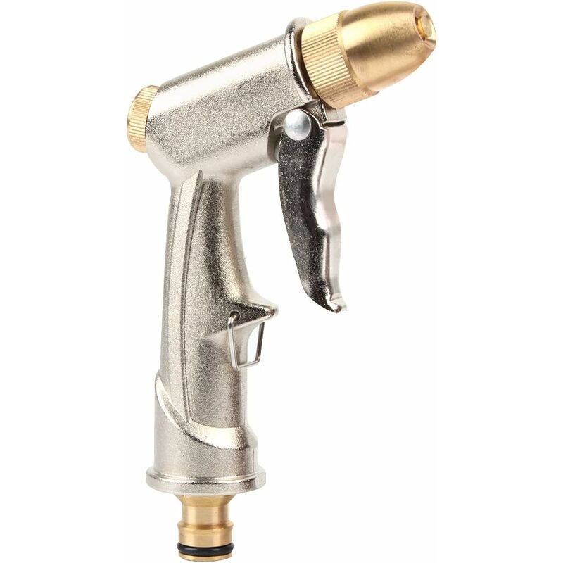 foto del prodotto fortuneville - pistola da giardino in metallo, pistola ad alta pressione, pistola ad acqua da giardino, per lavaggio auto, animali domestici, giardino, prato, cortile 1pc (placcatura in rame satinato)