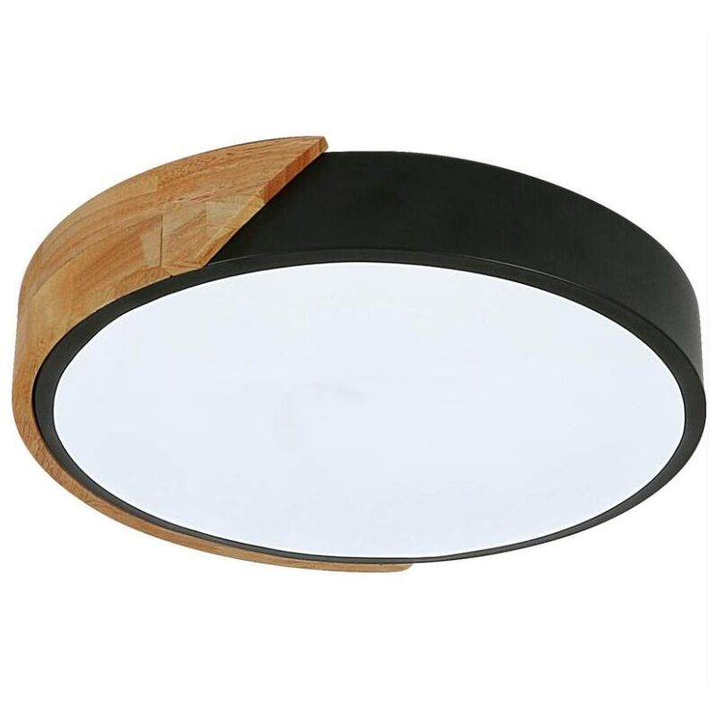 foto del prodotto fortuneville plafoniera a led, plafoniera moderna rotonda in legno 24w led tricolore 30cm camera da letto, cucina, soggiorno, balcone e corridoio