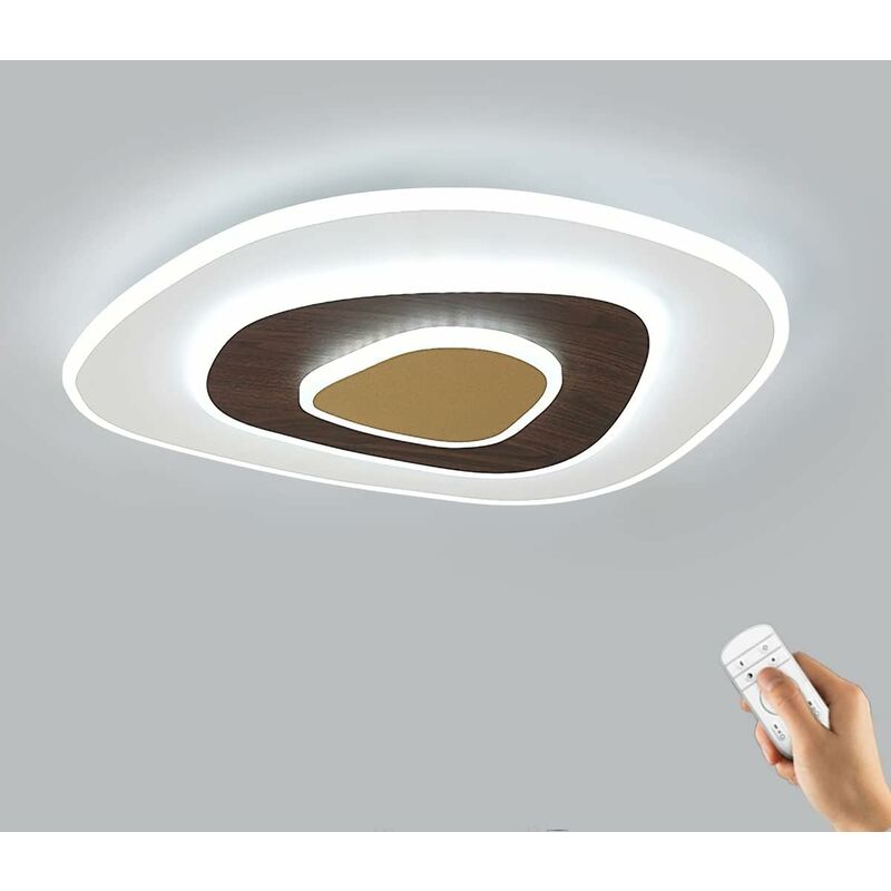 foto del prodotto fortuneville plafoniera led effetto legno soggiorno plafoniera ad anello a 3 livelli 38w dimmerabile con telecomando, paralume in acrilico,